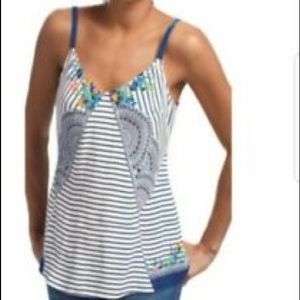 CAbi Floral Striped Harlow TankTop Ethnic Print XS